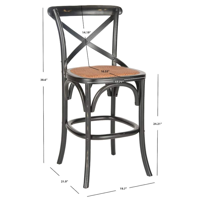 SAFAVIEH Gerarde 24-inch x-Back Antique White Counter Stool - 20" W x 22" D x 39" H - 20Wx22Dx39H