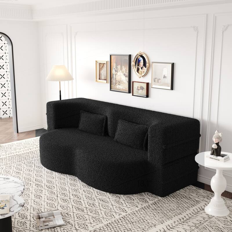 Versatile Convertible Foam Sofa Bed with Removable Cushions and Pillows
