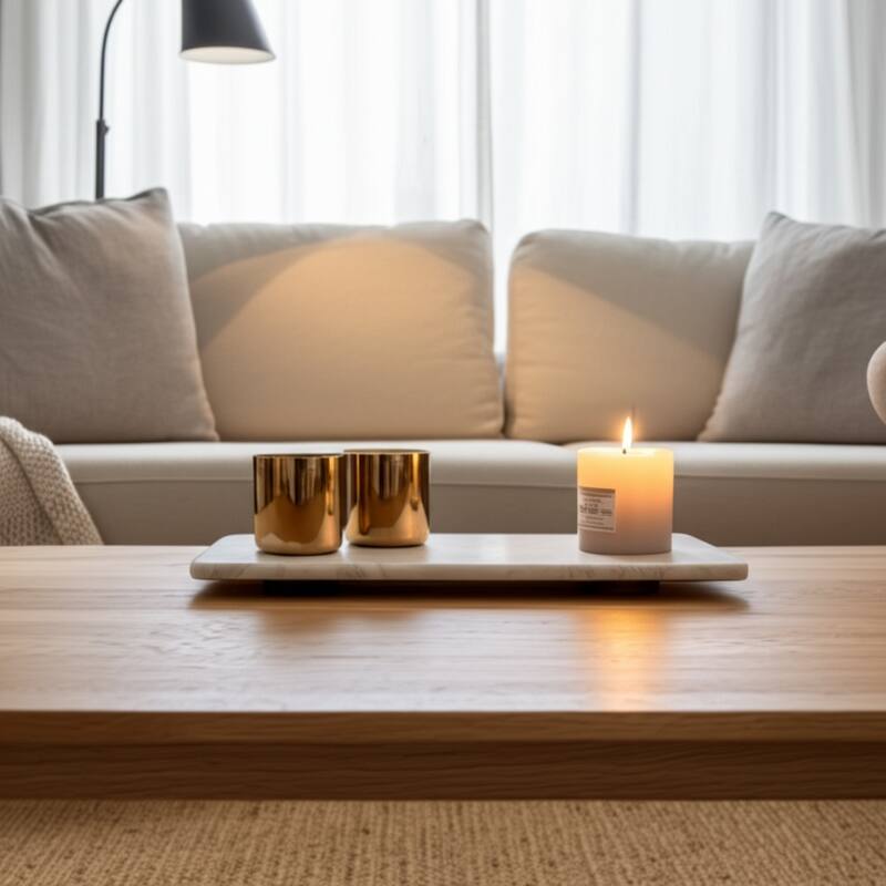 Marble Stone Tray Rectangular Valencia Finish Display - 3" Ivory - 15.75" x 7" x 2.75"