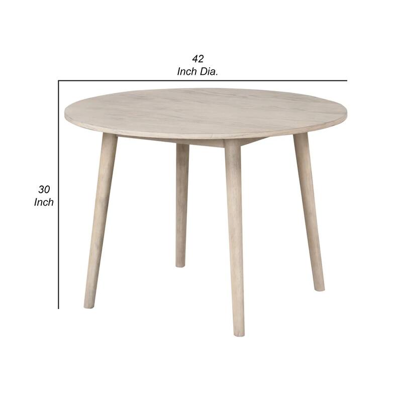 Yely Round Dining Table, Shaker-Style Legs, Natural Oak Rubberwood, 42 Inch - Natural Oak Brown