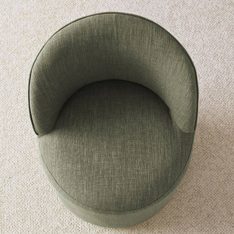 Upholstered Linen Barrel Accent Chair with with Castors(Set of 2)