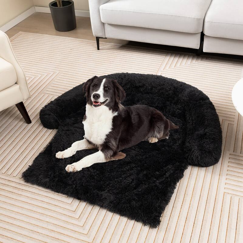 Costway Plush Calming Dog Couch Bed with Anti-Slip Bottom Plush Mat