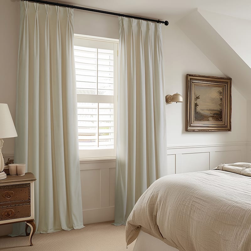 Exclusive Fabrics French Pleat Heritage Plush Velvet Room Darkening Curtains For Bedroom & Living Room Curtains (1 Panel)