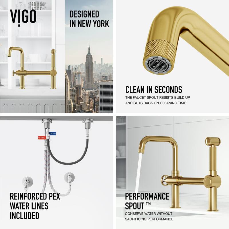 VIGO Cass 13" H Widespread Pull-Out Sprayer Kitchen Faucet