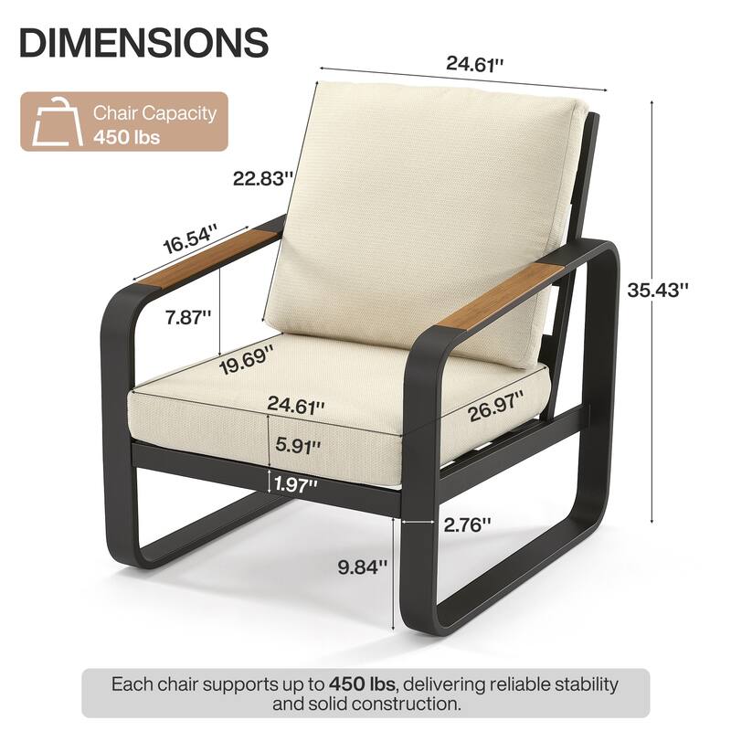 Outdoor Patio Conversation Chair, Loveseat, Sofa with Removable Cushions