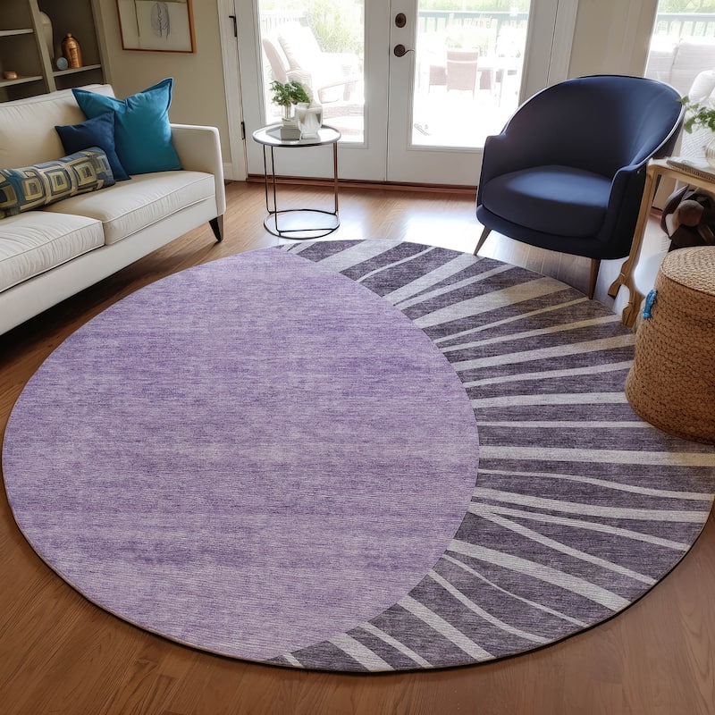Machine Washable Indoor/ Outdoor ChantilleSunburst Modern Rug