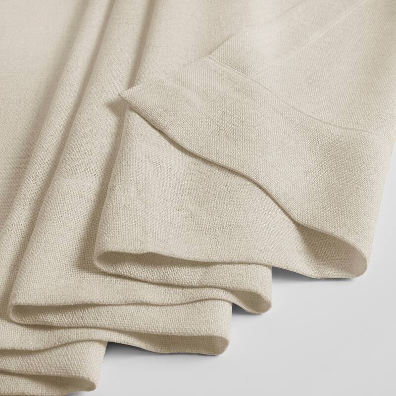 Exclusive Fabrics Farm Town Textured Faux Linen Semi Sheer Curtains (2 Panel) Window Curtains