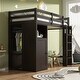 preview thumbnail 7 of 18, Espresso Twin Size Loft Bed with Wardrobe, Storage Shelves and Ladder for Kids, Boys and Girls
