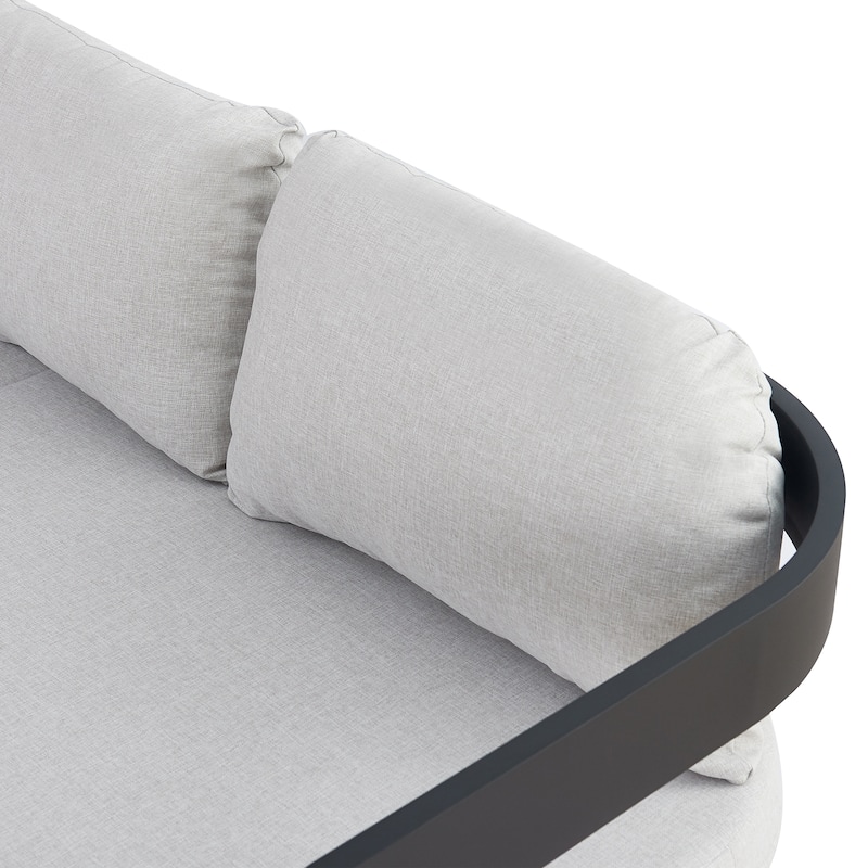 Christopher Knight Home - Elvis Modern Outdoor Aluminum 3 Seater Sofa with Fade-Resistant Cushions