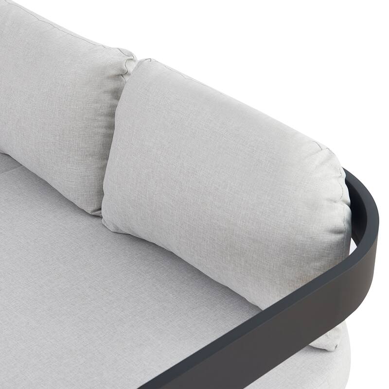 Christopher Knight Home - Westhaven 5-Piece Outdoor Aluminum Patio Conversation Set with Teak Finish Accents and Cushions