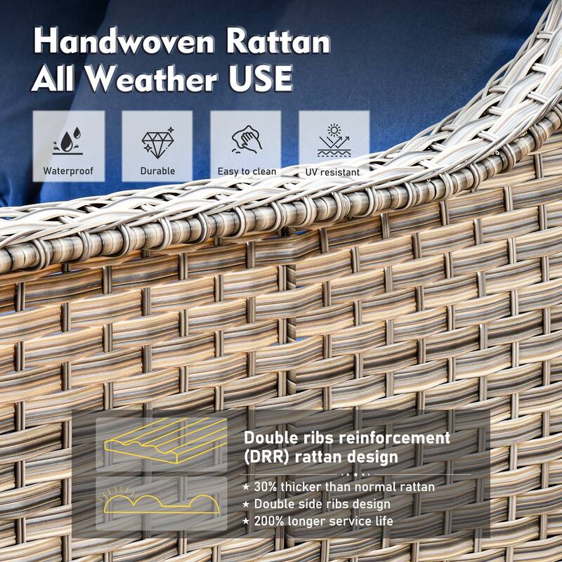 XIZZI Patio Wicker Loveseat with Cushions Outdoor 2-Seater Sofa for Patio, Deck, or Backyard