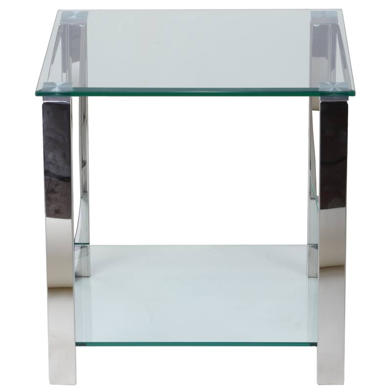 Cortesi Home Melissa Double Shelf Glass End Table, 20"