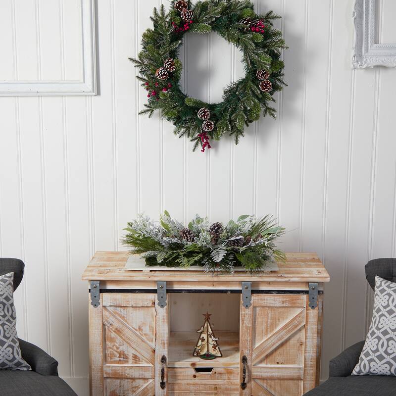 26” Flocked Artificial Christmas Arrangement