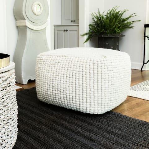 New Zealand Wool Square Pouf