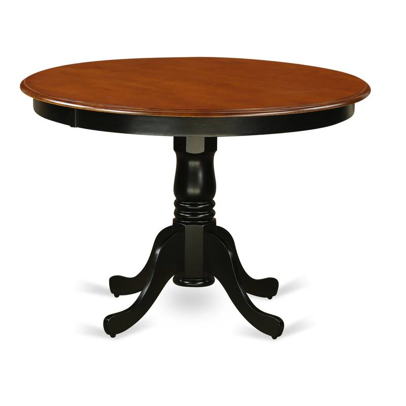HomeStock 3-Piece Round Black and Cherry Finish Solid Wood Top Dining Table with 2 Chairs