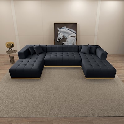 Bliss 3-Piece Velvet U-Shaped Corner Sectional Sofa