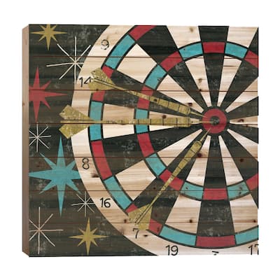 Vegas - Darts Print On Wood by Michael Mullan - Multi-Color