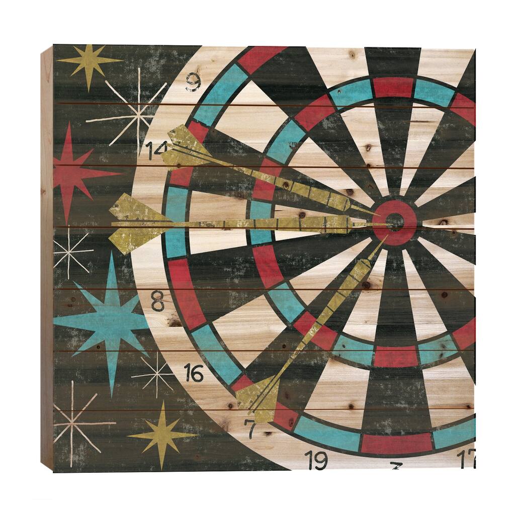Vegas - Darts Print On Wood by Michael Mullan - Multi-Color