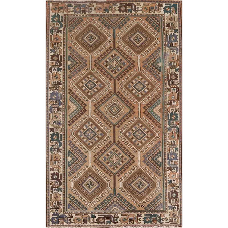 Peach Bakhtiari Persian Vintage Area Rug Hand-Knotted Wool Carpet - 4'5"x 7'3"