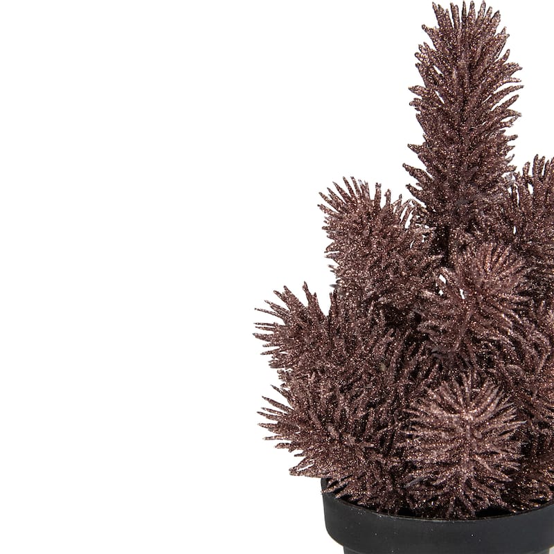 8.5 Potted Glitter Artificial Pine Christmas Tree - Unlit - 8.5"