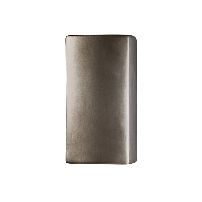 Justice Design Group Ambiance Small ADA Rectangle Closed Top Wall Sconce - Antique Silver