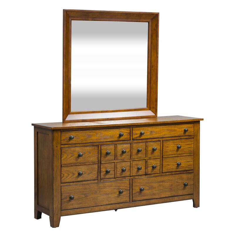 Copper Grove Epper Aged Oak 7-drawer Dresser and Mirror Set