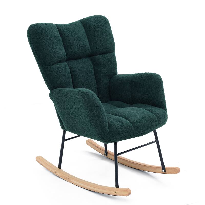Upholstered Rocking Chair Accent Chair with High Backrest