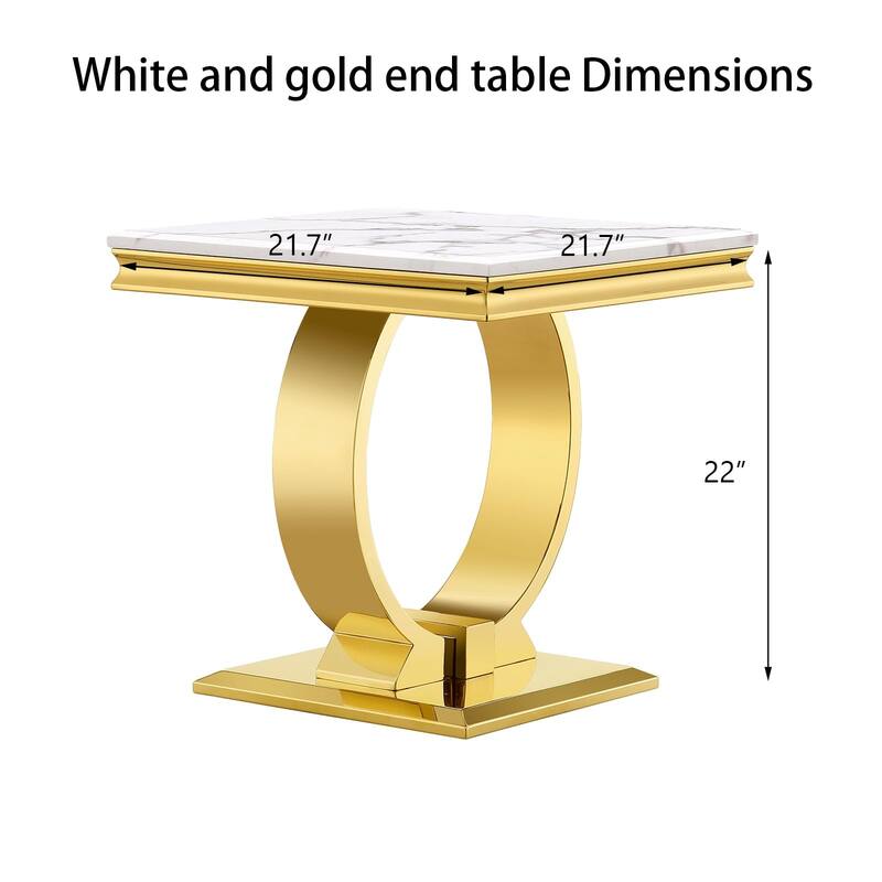 Modern metal End Table with Square Gloss Top and with metal U-shaped base