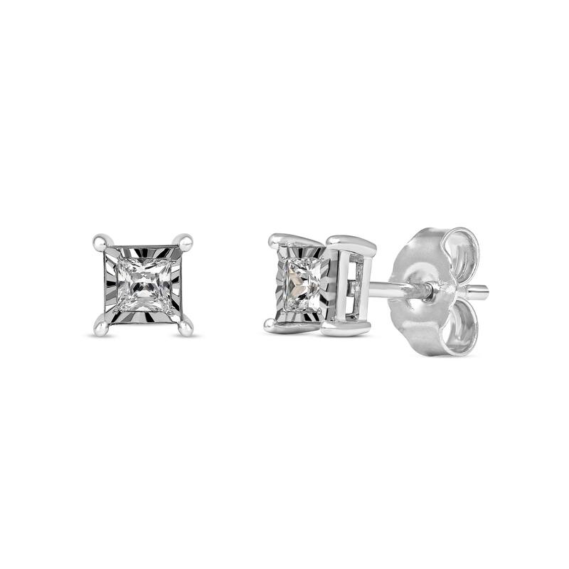 1/20ct to 3/4ct TDW Diamond Solitaire Stud Earrings in Silver for Women