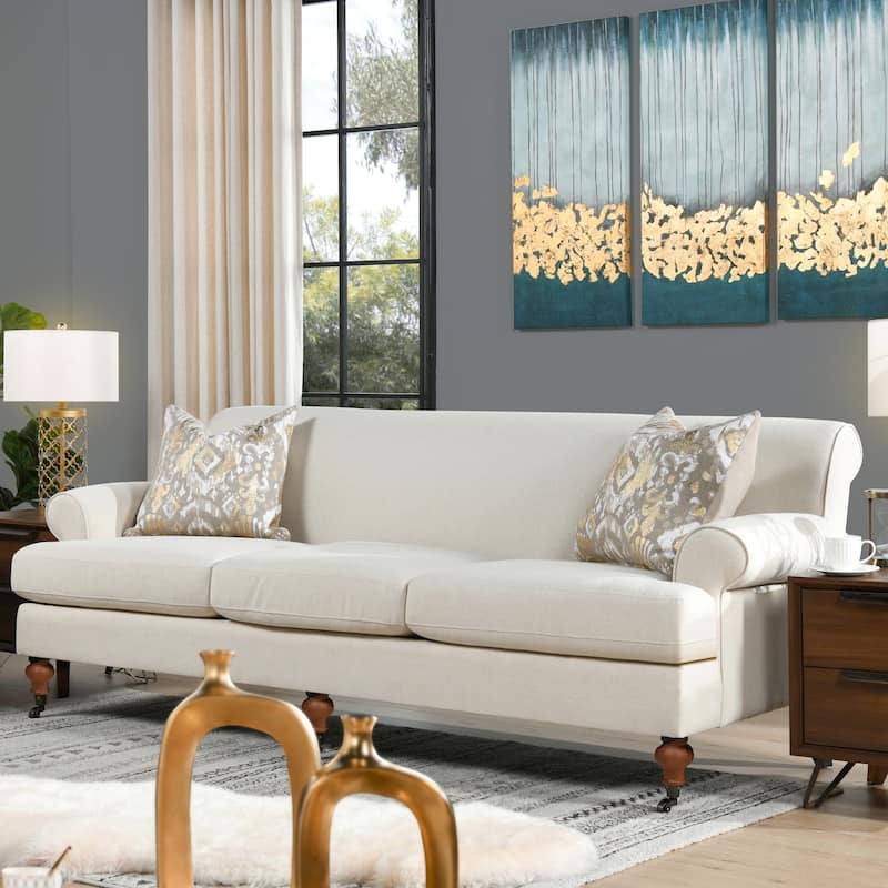 Alana Lawson 88 Inch Living Room Sofa – Three Cushion Couch with Rolled Arms and Tight Back – Minimal Assembly Required