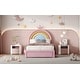 preview thumbnail 15 of 20, Full Size Velvet Platform Bed with Colorful Rainbow Headboard and 2 Storage Drawers, Upholstered Princess-Style Frame