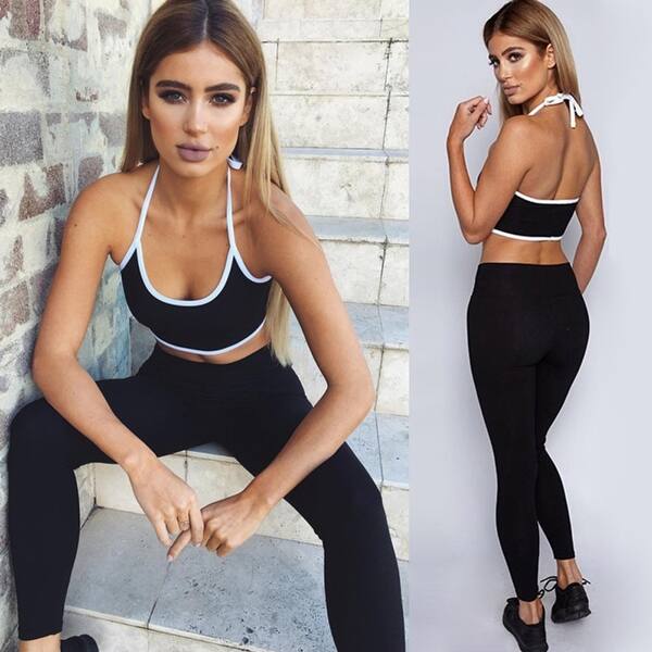 Shop Women Yoga Set Running Bra Pants Gym Workout Fitness Tights