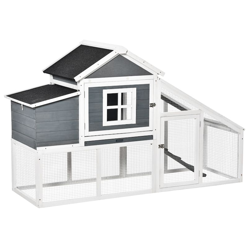 PawHut 69" Outdoor Wooden Chicken Coop Hen House with Nesting Box and Run