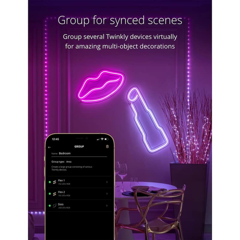 Twinkly Flex App-Controlled Flexible Light Tube RGB 16 Mil Colors 6.5' (2 Pack) - 1.65