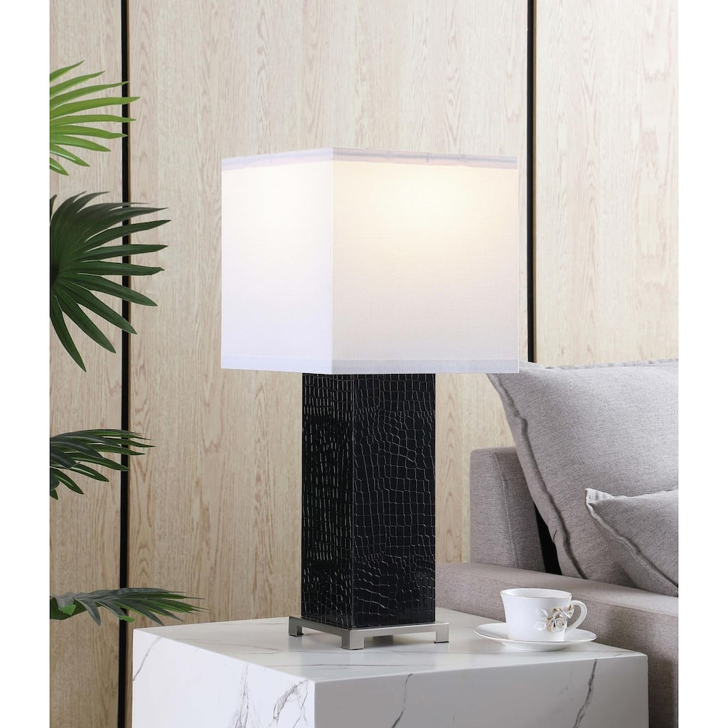 Ritzo Black and White Square Shade Bedside Table Lamp