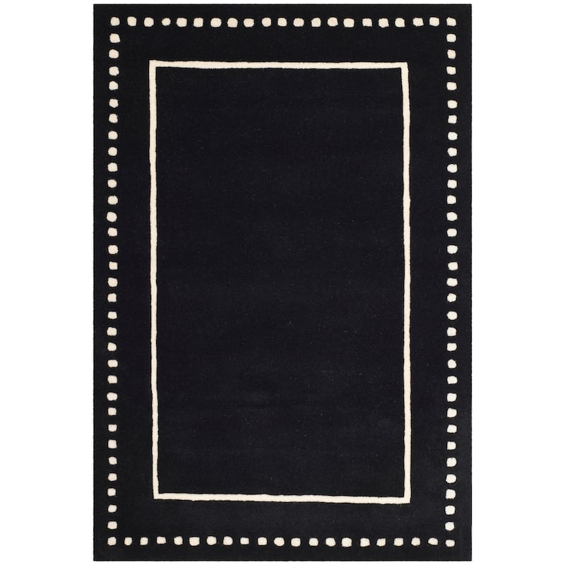 SAFAVIEH Handmade Bella Alverta Dotted Border Wool Rug - 3' x 5' - Black/Ivory - Rectangle