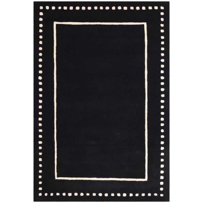 SAFAVIEH Handmade Bella Alverta Dotted Border Wool Rug - 3' x 5' - Black/Ivory