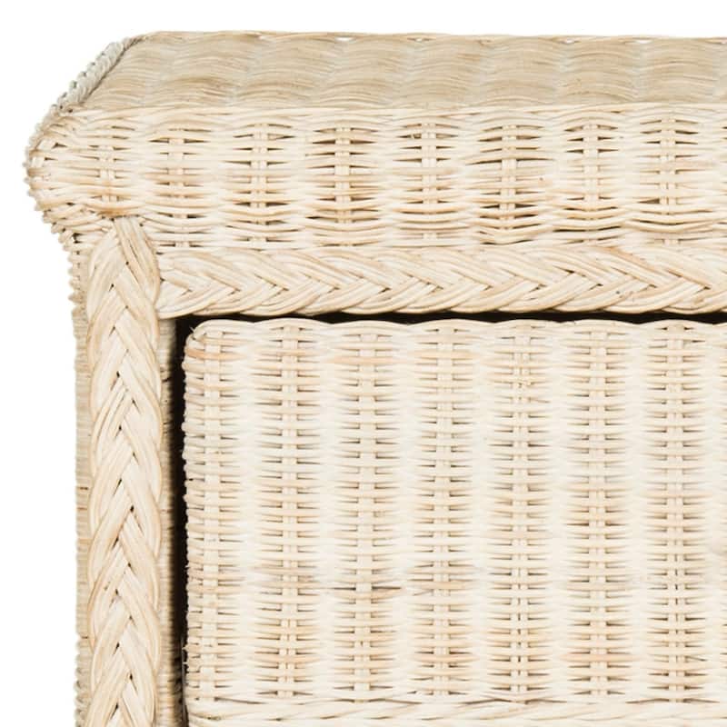 SAFAVIEH Alexie Wicker One Drawer Natural White Wash Nightstand