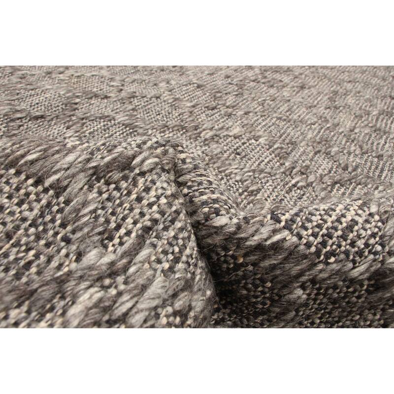 ECARPETGALLERY Braid weave Sienna Dark Grey Wool Rug - 5'3 x 7'6