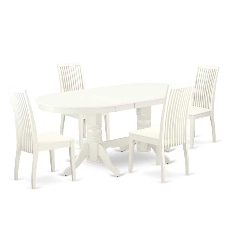 Retro Dining Set 4 Person - 5 Piece Table & Chair Set - Butterfly Leaf Table - Wood Dining Room Furniture