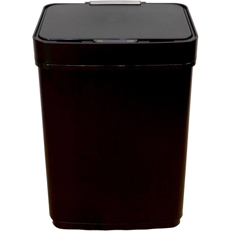 Hanover 13.2-Gallon (50-Liter) Hands-Free Metal Trash Can with Motion Sensor Lid in Fingerprint-Resistant Black Stainless Steel