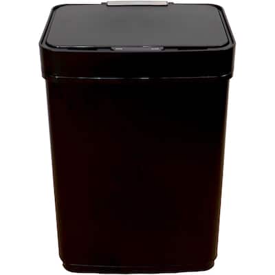 Hanover 13.2-Gallon (50-Liter) Hands-Free Metal Trash Can with Motion Sensor Lid in Fingerprint-Resistant Black Stainless Steel