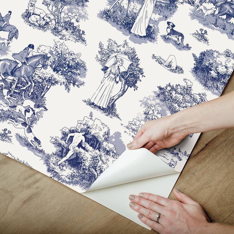 Rachel Antonoff Blue The Chase Peel Stick Wallpaper