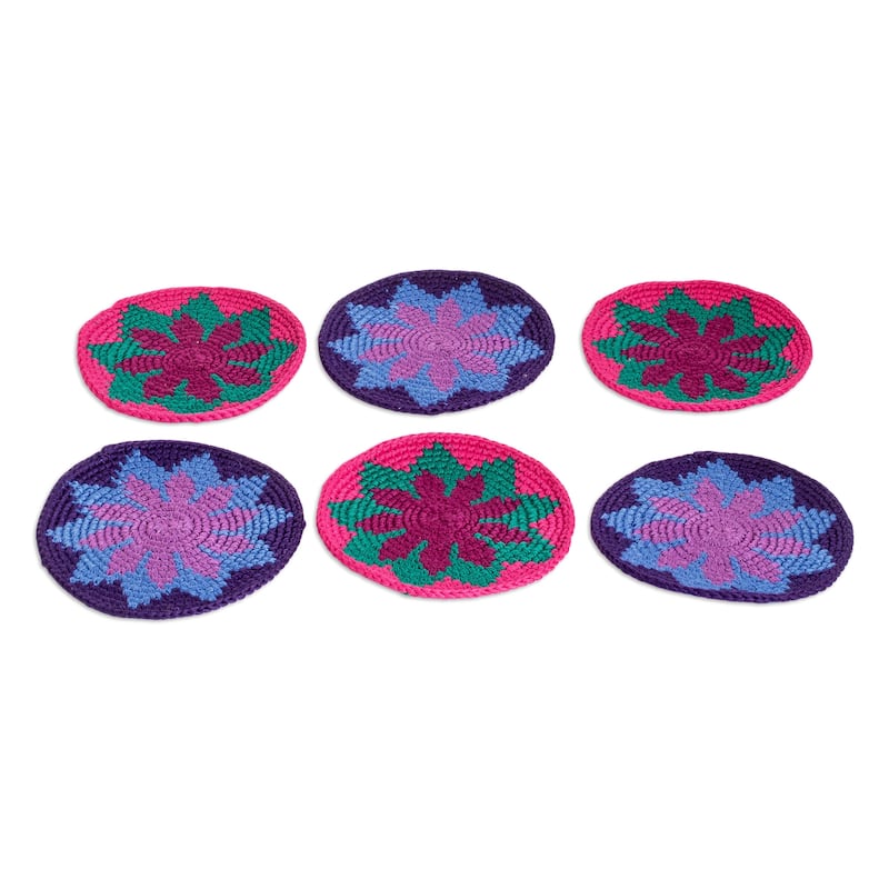 Novica Handmade Vibrant Illusion Cotton Coasters (Set Of 6)