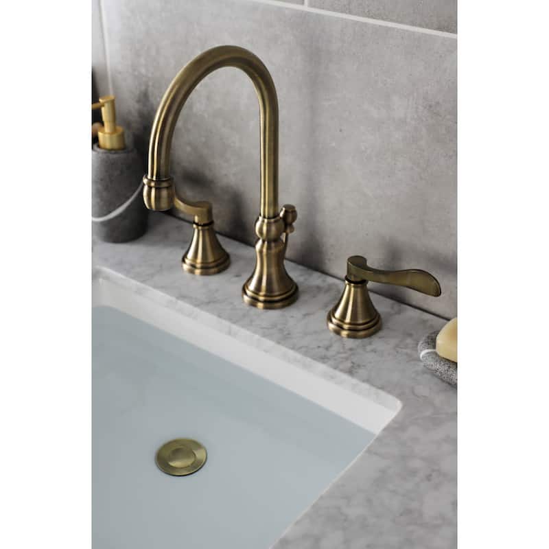 Kingston Brass KS298DFL NuFrench 1.2 GPM Deck Mounted Widespread - Antique Brass