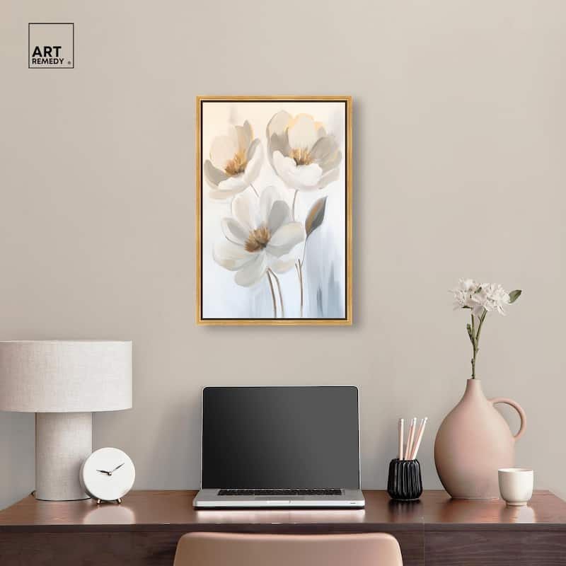 Silvered Flora I Canvas by Art Remedy