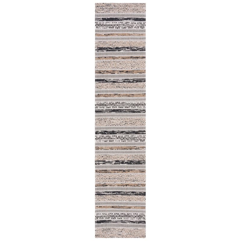 SAFAVIEH Augustine Astra Moroccan Fringe Rug - 2' x 9' Runner - Ivory/Taupe