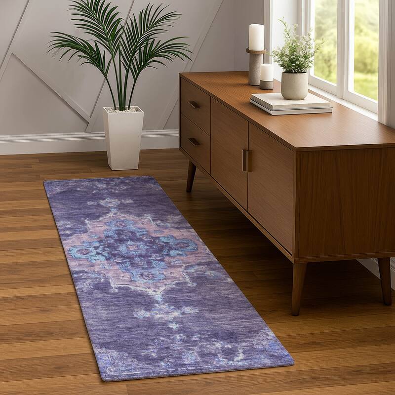 Machine Washable Indoor/ Outdoor Traditional Tabriz Chantille Rug