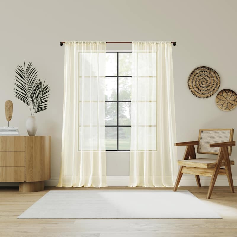 Indigo Road by Egypt Sherrod Nahla Cotton Sheer Rod Pocket 1-Piece Curtain Panel, Single Panel