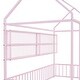 preview thumbnail 8 of 10, Pink Space-Saving Twin Size Kids Bed House Bed with Fence and Shelves